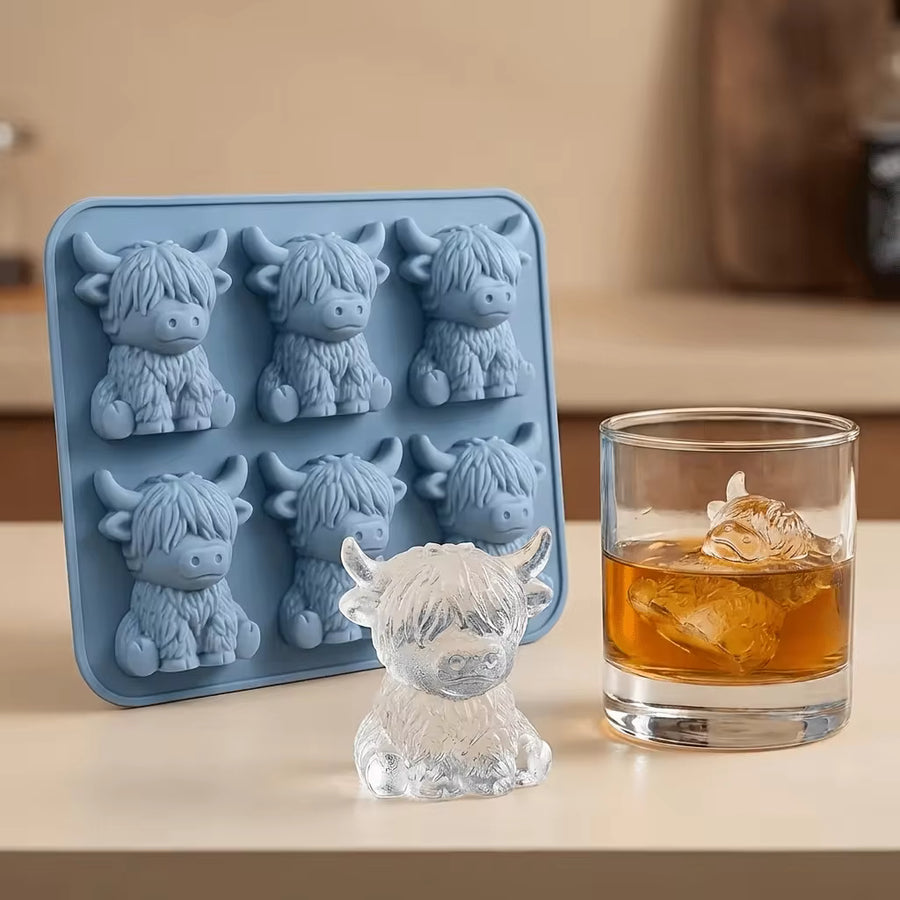 Mini Highland Cow Ice Cube Mold – Cute 3D Ice Cubes, Suitable For Drinks, Parties, And Gifts