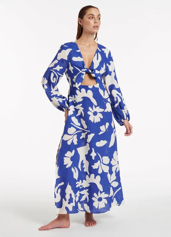 Mini - length cover ups for a more daring and youthful beach styleEmporio Tie Maxi Kaftan - Sapphire