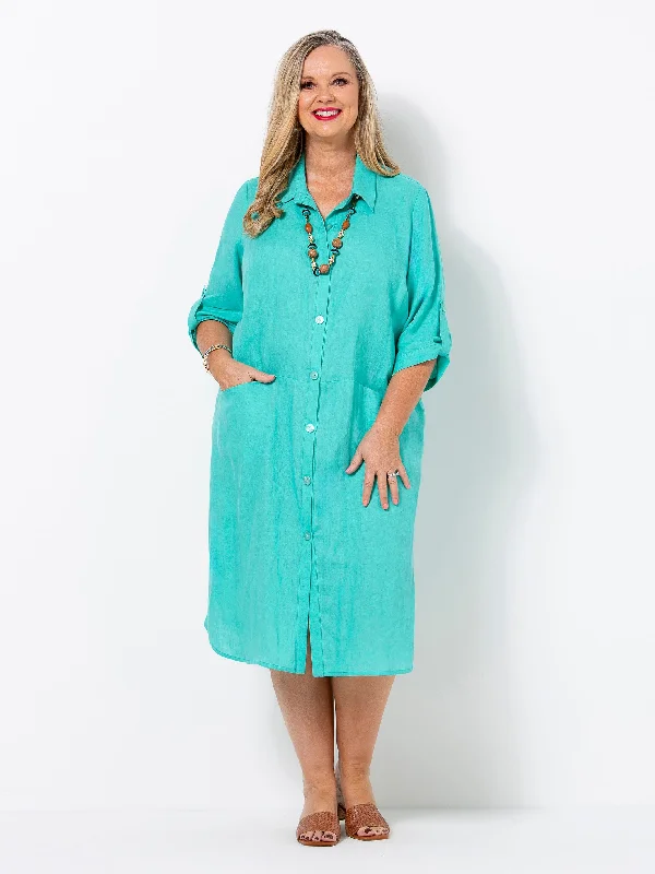 Florida Button Through Linen Dress