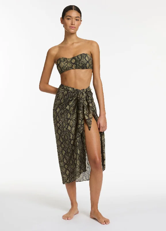 Sequined cover ups for a glamorous poolside eveningPython Sarong - Olive