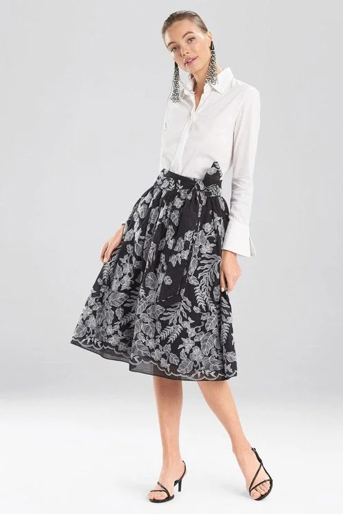 Sheer mesh skirt with lining for a trendy and modest styleFloral Embroidery Skirt