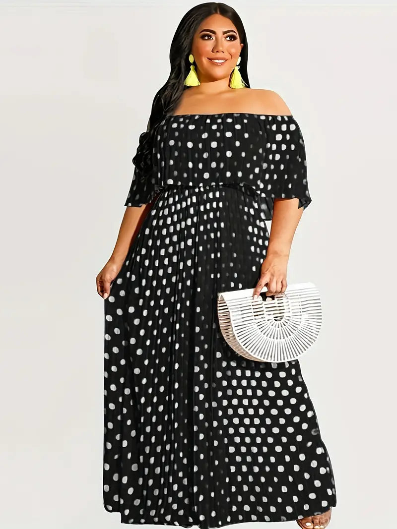 Laramie Plus Size Pleated Chiffon Maxi Dress