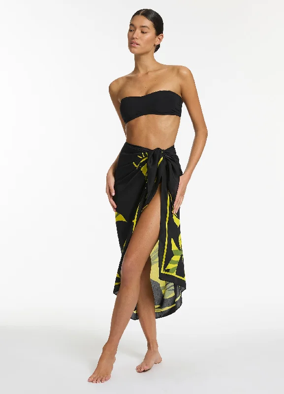 Split - hem cover ups for a more dynamic and stylish appearanceShadow Palm Sarong - Black