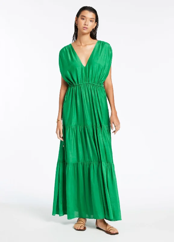 Mock - neck cover ups for a more modern and stylish silhouetteJetset Tiered Maxi Dress - Green