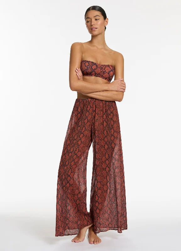 Petite - fit cropped linen cover ups for a breezy summer strollPython Crinkle Wide Leg Pant - Spice