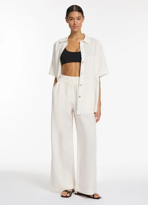 Long - length cotton cover ups for sun protection at the poolJetset Wide Leg Pants - Chalk