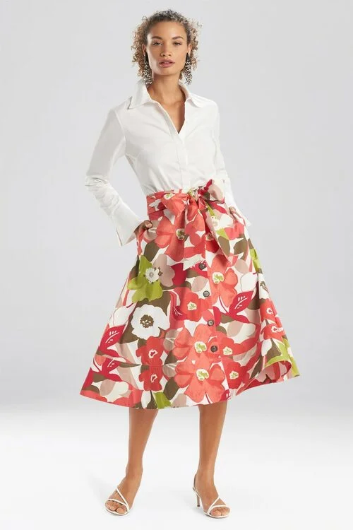 Floral - print skater skirt for a youthful and playful lookAnemone Garden Button Down Skirt