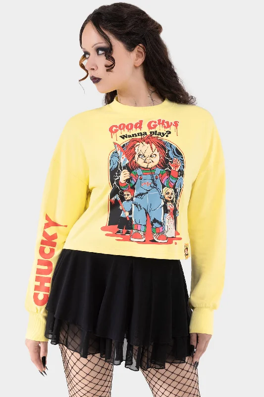 Women's tie - front hoodie in a lightweight fabric for summer layeringMy Friends Call Me...Chucky Sweatshirt