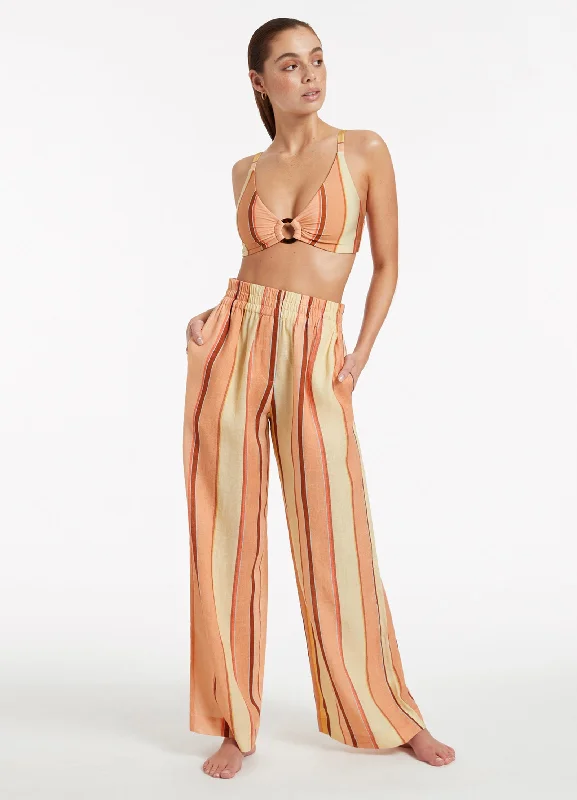 Ruffled - hem cover ups for a cute and feminine lookFira Stripe Wide Leg Pants - Marigold