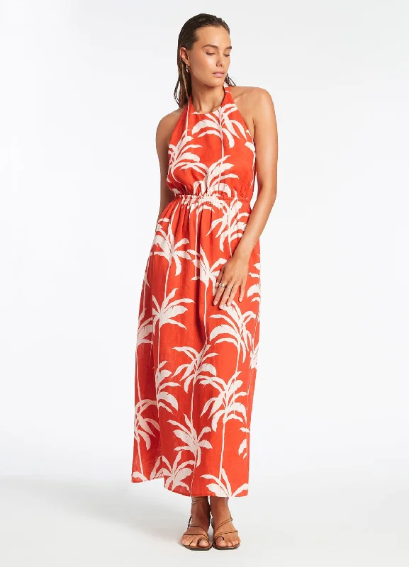 Mock - neck cover ups for a more modern and stylish silhouettePalme Tie Back Maxi Dress - Cherry