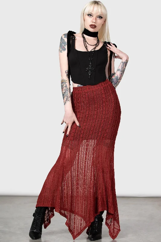 Floral - print skater skirt for a youthful and playful lookJuliet's Betrayal Maxi Skirt [RED]