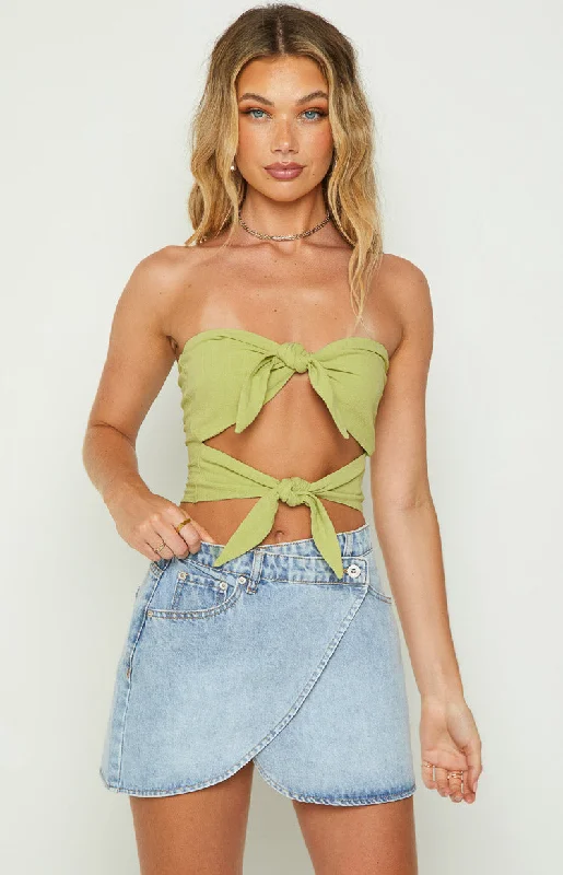 Sequin - Embellished Women's Crop Top in Black for a Glamorous Party LookLavinia Green Double Tie Crop Top