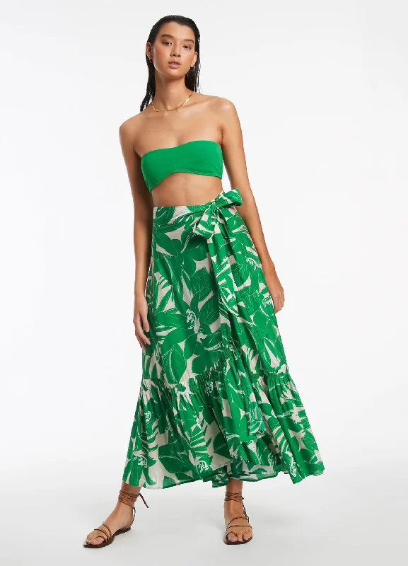 Sequined cover ups for a glamorous poolside eveningFloreale Ruffle Wrap Skirt - Green