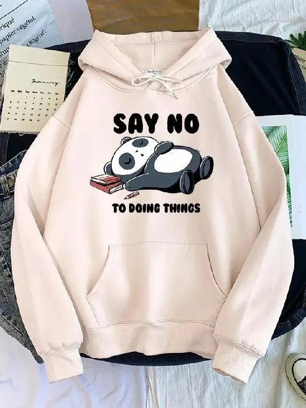 Women's hoodie with a kangaroo pocket and a pom - pom drawstring for added charmSay no to doing things - Sweatshirt