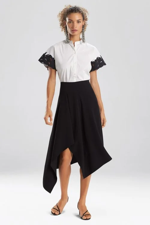 Metallic - trimmed midi skirt for a sophisticated party outfitSolid Crepe Skirt