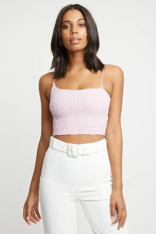 Plus - Size Women's Ruffled Crop Top in Pink for a Feminine and Flirty AppearanceGigi Crop Top