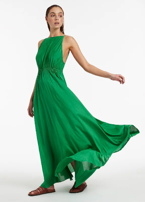 Bohemian - style cover ups for a free - spirited beach aestheticJetset Backless Maxi Dress - Green