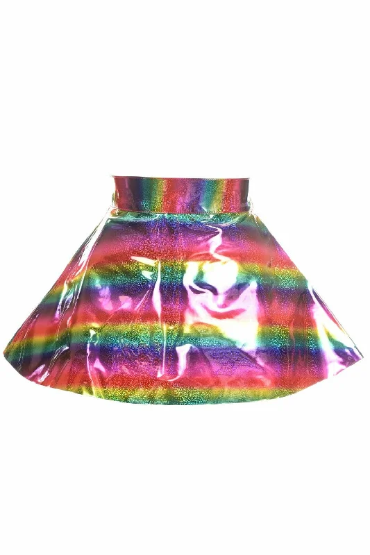 Elastic - waisted jersey skirt for ultimate comfort during pregnancyRainbow Glitter PVC Skater Skirt