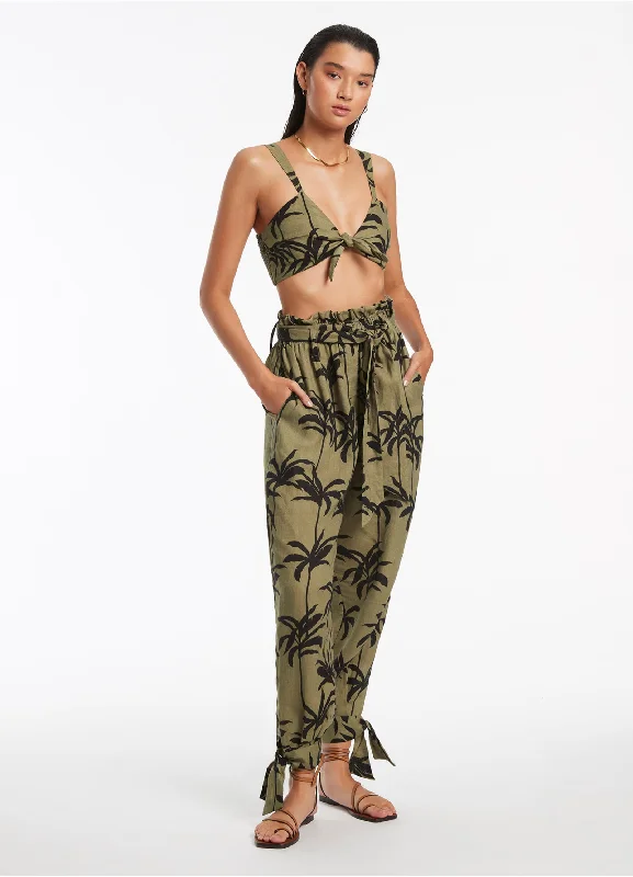 Sequined cover ups for a glamorous poolside eveningPalme Tie Cuff Pant - Olive