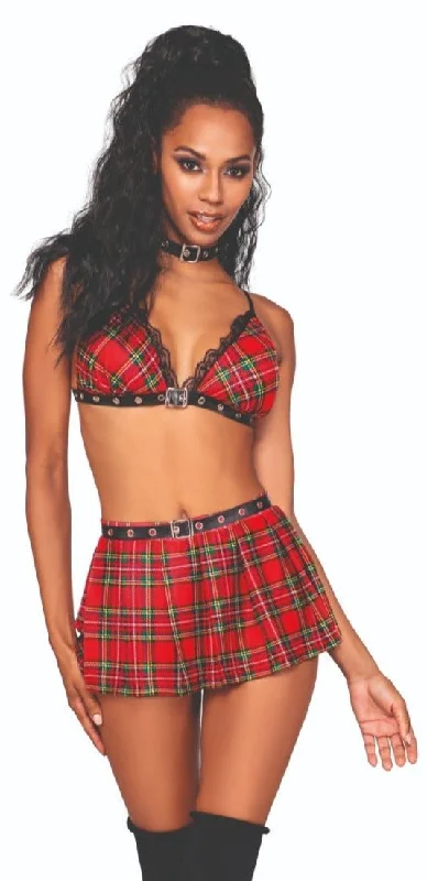 Embroidered organza skirt for a formal wedding guest lookRed Plaid Tease Schoolgirl Bralette and Mini Skirt Set