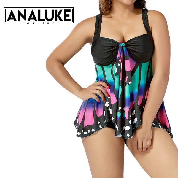 Plus Size Butterfly Printed Swimsuit