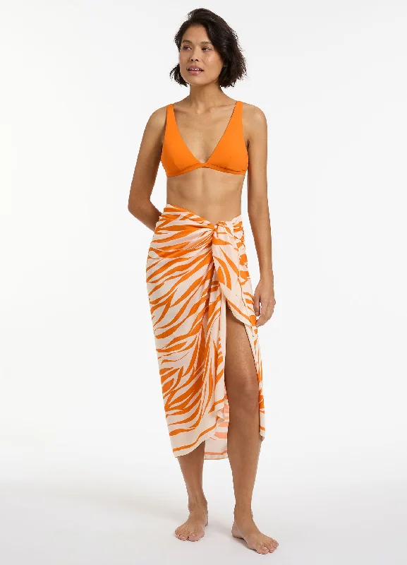 Geometric - pattern cover ups for a modern and trendy appearanceFine Lines Sarong  - Papaya