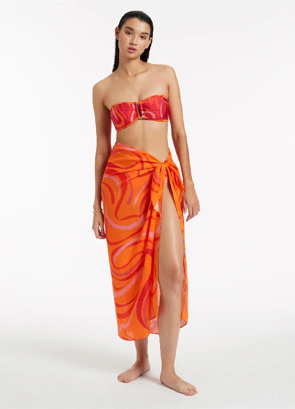 Beach - themed embroidery cover ups for a unique and personalized touchVortici Sarong - Retro Orange