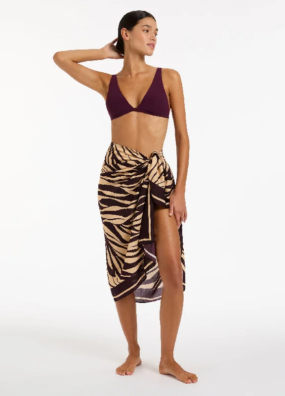 Printed sarong - style cover ups for a tropical vacation lookFine Lines Sarong  - Port