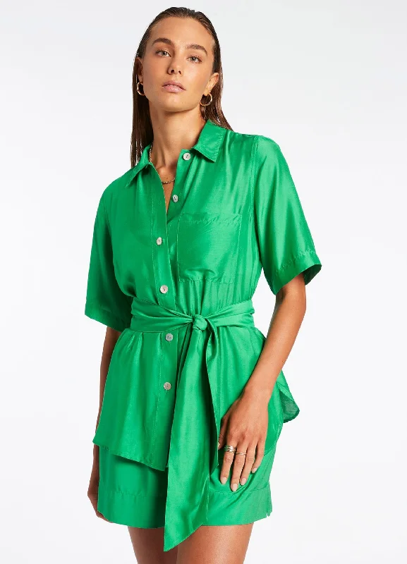 Beach - themed embroidery cover ups for a unique and personalized touchJetset Short Sleeve Shirt - Green