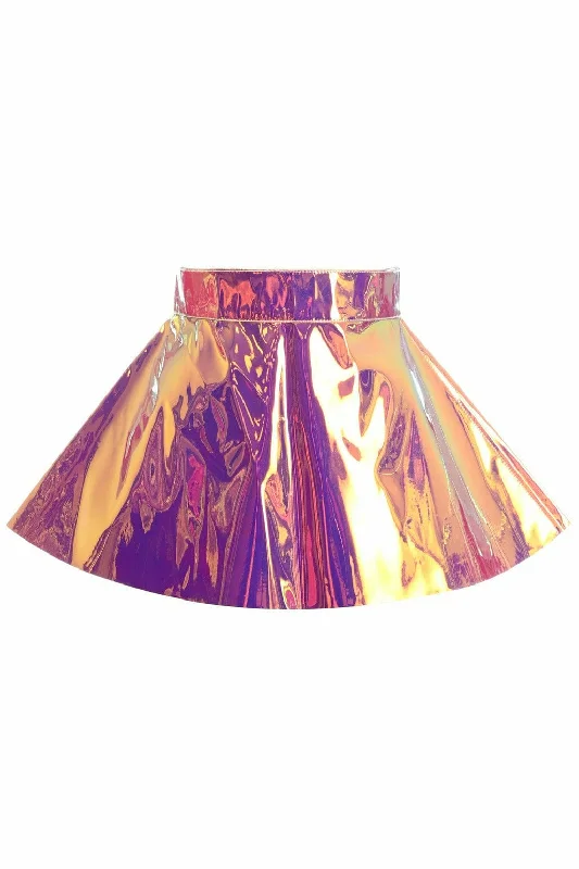 Pencil skirt in stretchy spandex for a figure - hugging fitRainbow Gold Hologram Skater Skirt