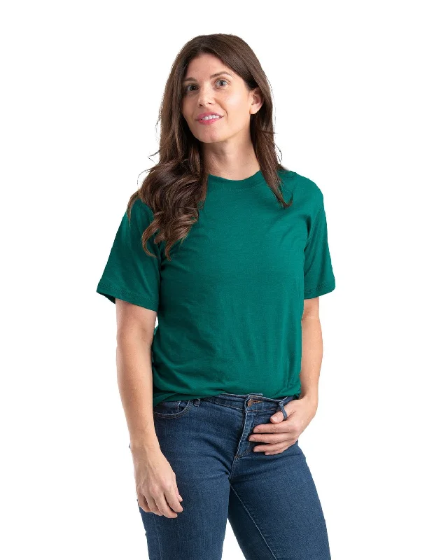 Plus Size Women's Knit Peplum Tops to Accentuate the Waist Berne Womens Performance Dark Teal Cotton Blend S/S T-Shirt Plus Size Women's Knit Peplum Tops to Accentuate the Waist Berne Womens Performance Dark Teal Cotton Blend S/S T-Shirt