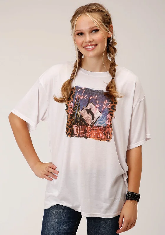 Plus Size Women's Oversized Knit Tops in Neutral Colors Roper Womens Take Me To The Desert White Poly/Rayon S/S T-Shirt Plus Size Women's Oversized Knit Tops in Neutral Colors Roper Womens Take Me To The Desert White Poly/Rayon S/S T-Shirt