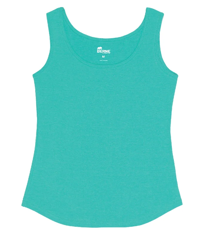 Plus Size Women's Knit Wrap Tops for a Versatile Style Berne Aqua Cotton Blend Ladies Lightweight Performance Tank S/L
