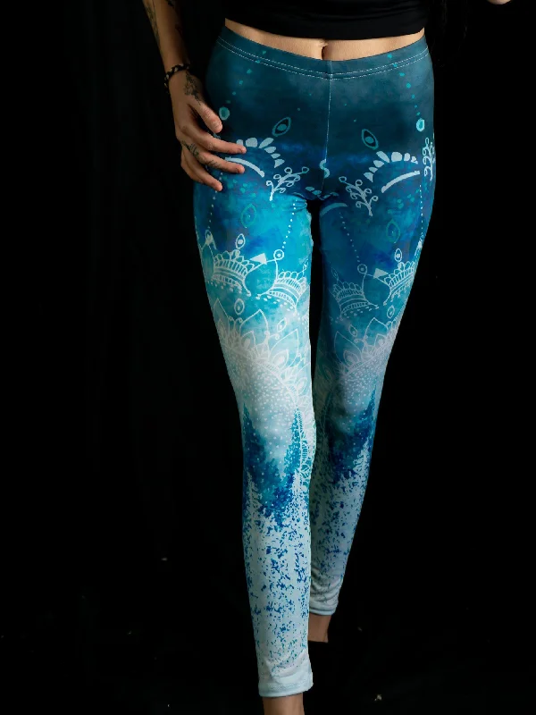 Women's Tight Trousers with Elastic Waistband in Black for Easy and Comfortable WearAmong the Pines Mandala Tights