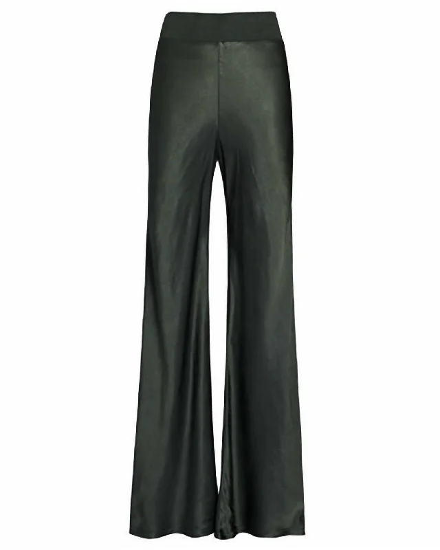 Women's Faux Leather Tight Trousers with Studded Details in Brown for an Edgy StyleBias Cut Satin Pant In Dark Cedar