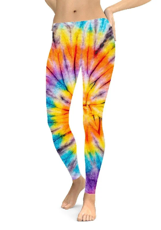 Plus Size Women's Embroidered Tight Trousers in White for a Feminine and Elegant StyleClassic Tie Dye Leggings