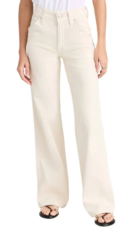 Plus Size Women's Embroidered Tight Trousers in White for a Feminine and Elegant StyleLois Trouser In Bone