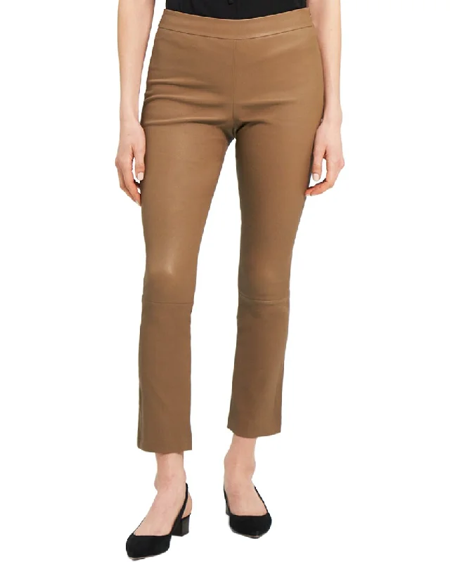 Women's Faux Leather Tight Trousers with Studded Details in Brown for an Edgy StyleTheory Slim Kick Leather Pant