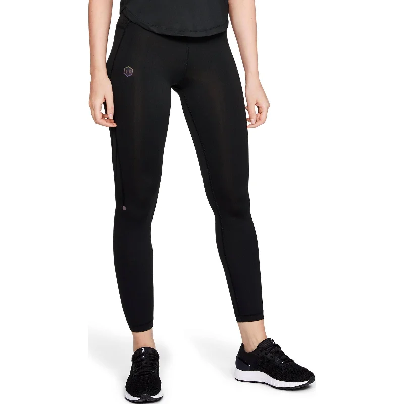 Women's Leather - Look Tight Trousers with Zipper Details in Dark Gray for an Urban StyleUnder Armour HeatGear Rush Run Womens Long Running Tights - Black