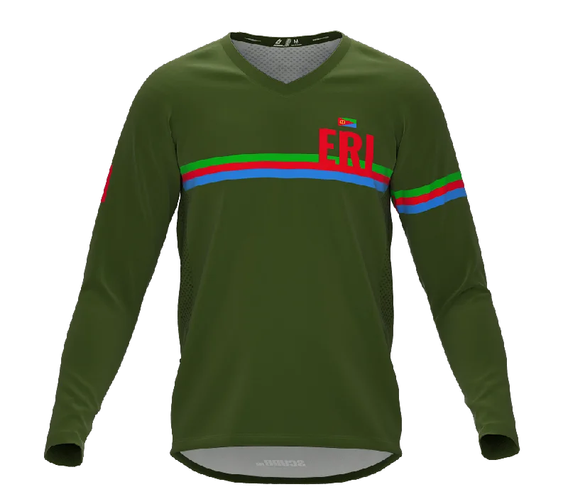 MTB BMX Cycling Jersey Long Sleeve Code Eritrea Green for Men and Women