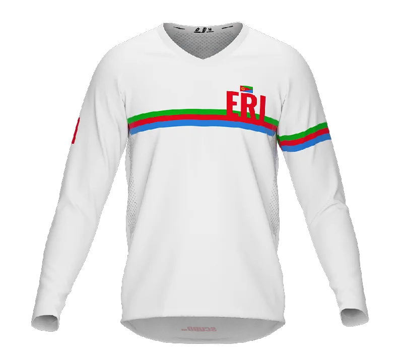 MTB BMX Cycling Jersey Long Sleeve Code Eritrea White for Men and Women