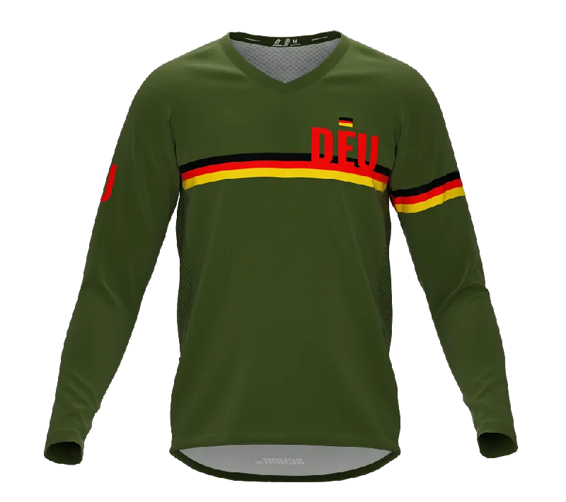 MTB BMX Cycling Jersey Long Sleeve Code Germany Green for Men and Women