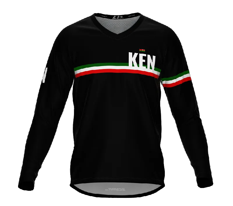 MTB BMX Cycling Jersey Long Sleeve Code Kenya Black for Men and Women