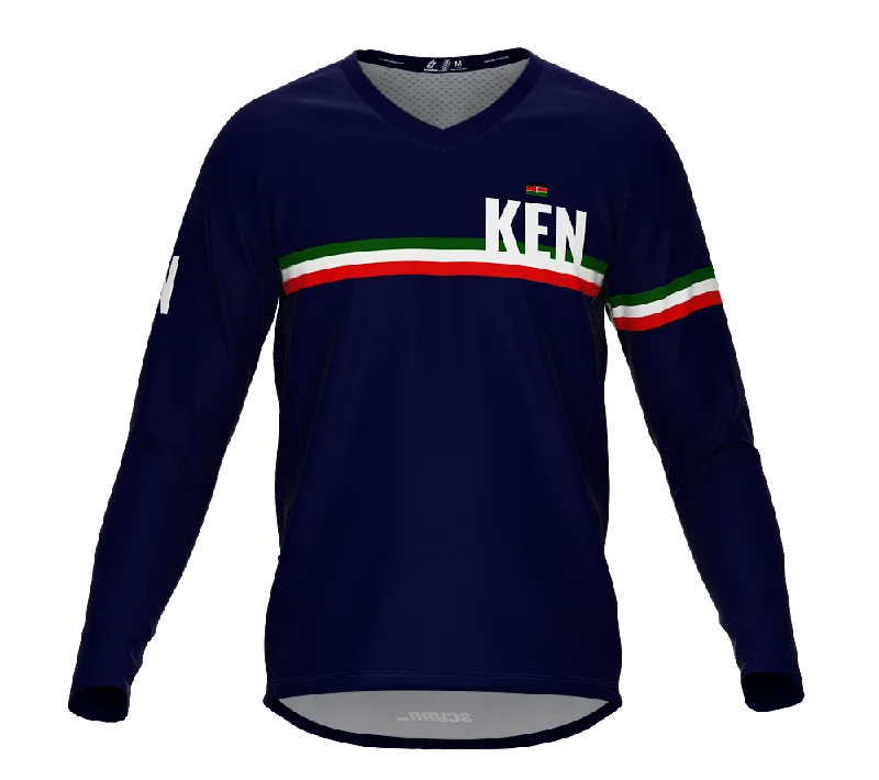 MTB BMX Cycling Jersey Long Sleeve Code Kenya Blue for Men and Women