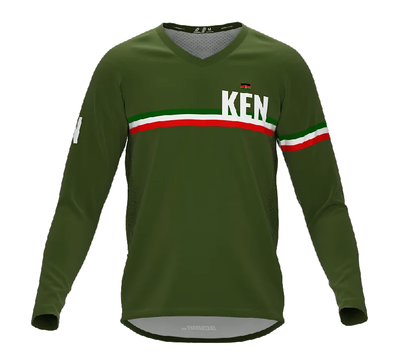 MTB BMX Cycling Jersey Long Sleeve Code Kenya Green for Men and Women