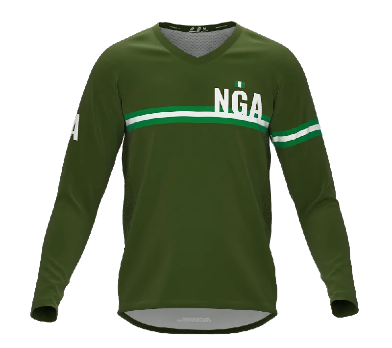 MTB BMX Cycling Jersey Long Sleeve Code Nigeria Green for Men and Women