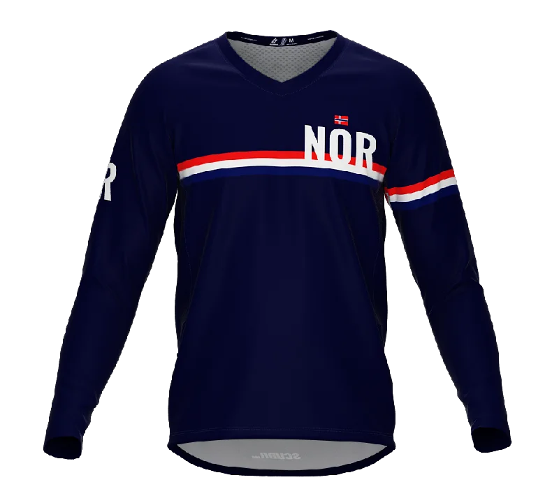 MTB BMX Cycling Jersey Long Sleeve Code Norway Blue for Men and Women