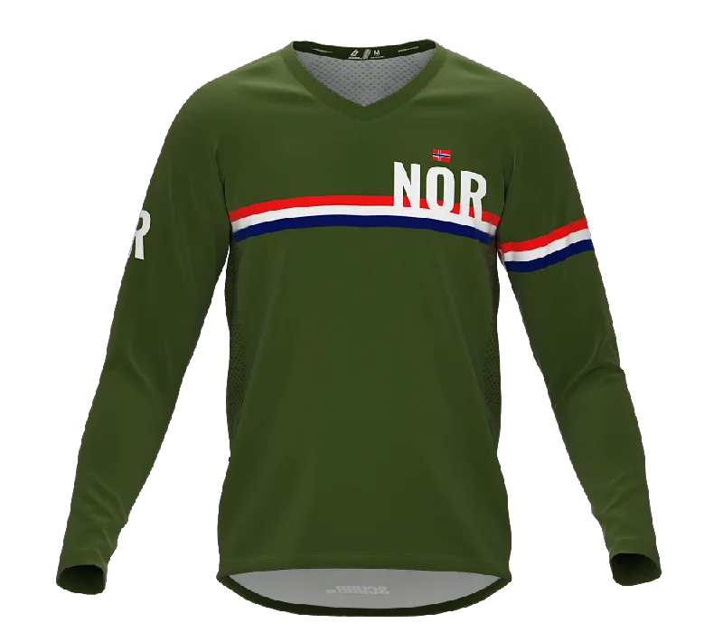 MTB BMX Cycling Jersey Long Sleeve Code Norway Green for Men and Women