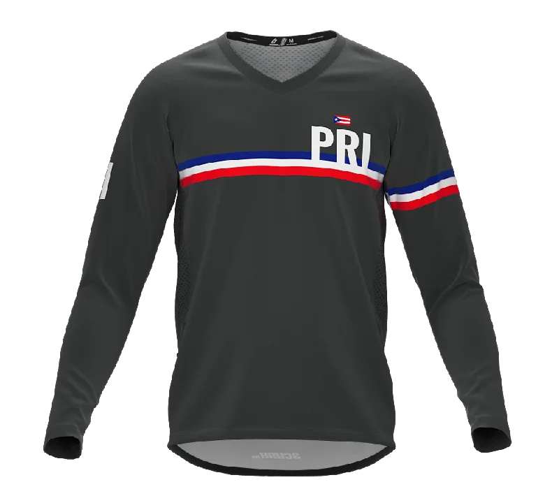 MTB BMX Cycling Jersey Long Sleeve Code Puerto Rico Gray for Men and Women