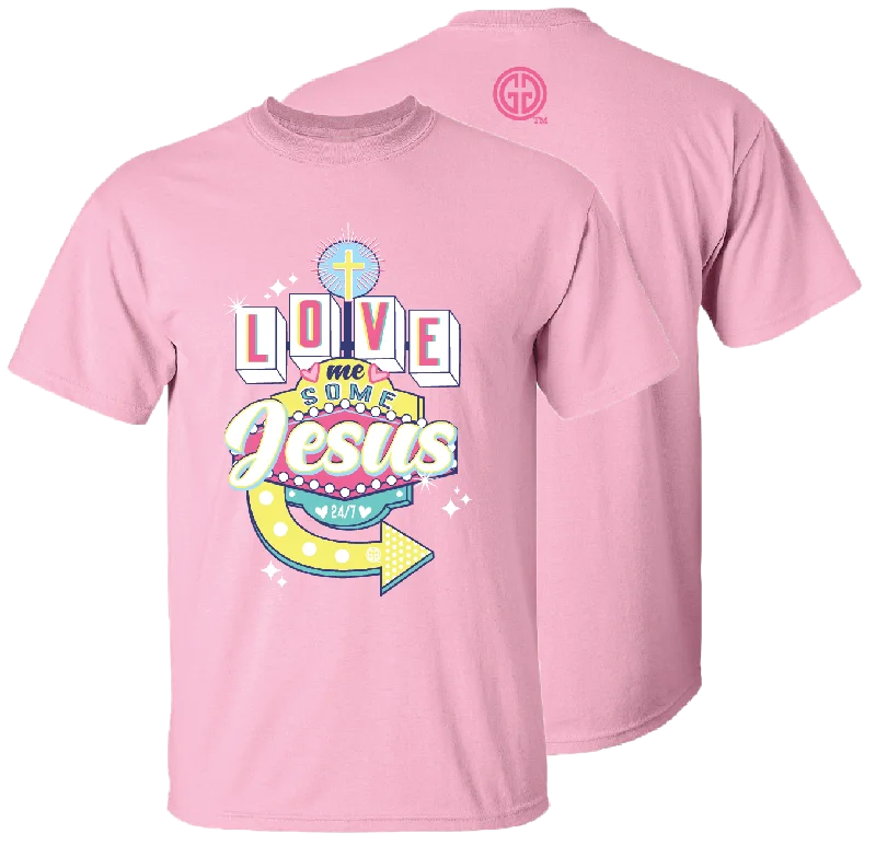 Pocketed Women T Shirt for Added Functionality2655 Love Jesus Sign Light Pink